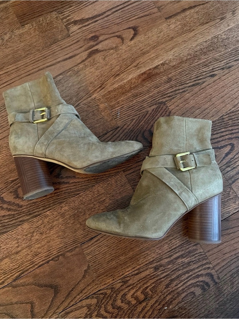 Nine West Suede Buckle Strap Ankle Boots